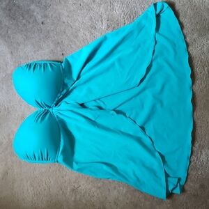 Strapless Teal Tankini Swim Top